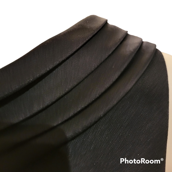 LORI ANN Montreal 10 Party Dress Black, Around Neck Folded Satin Collar Broch fr - Picture 11 of 12